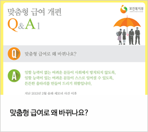 맞춤형 급여 개편 Q&A1 맞춤형 급여로 왜 바뀌나요?