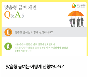 맞춤형 급여 개편 Q&A5 맞춤형 급여는 어떻게 신청하나요?