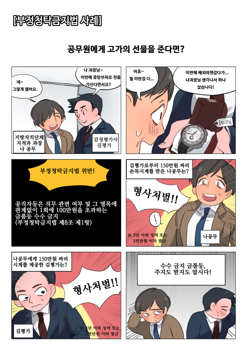 부정청탁금지법 사례 웹툰-공무원에게 고가의 선물을 준다면?